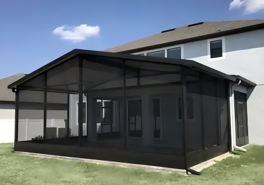 Screen room with aluminum framing and an access door from the CoverWorks project gallery